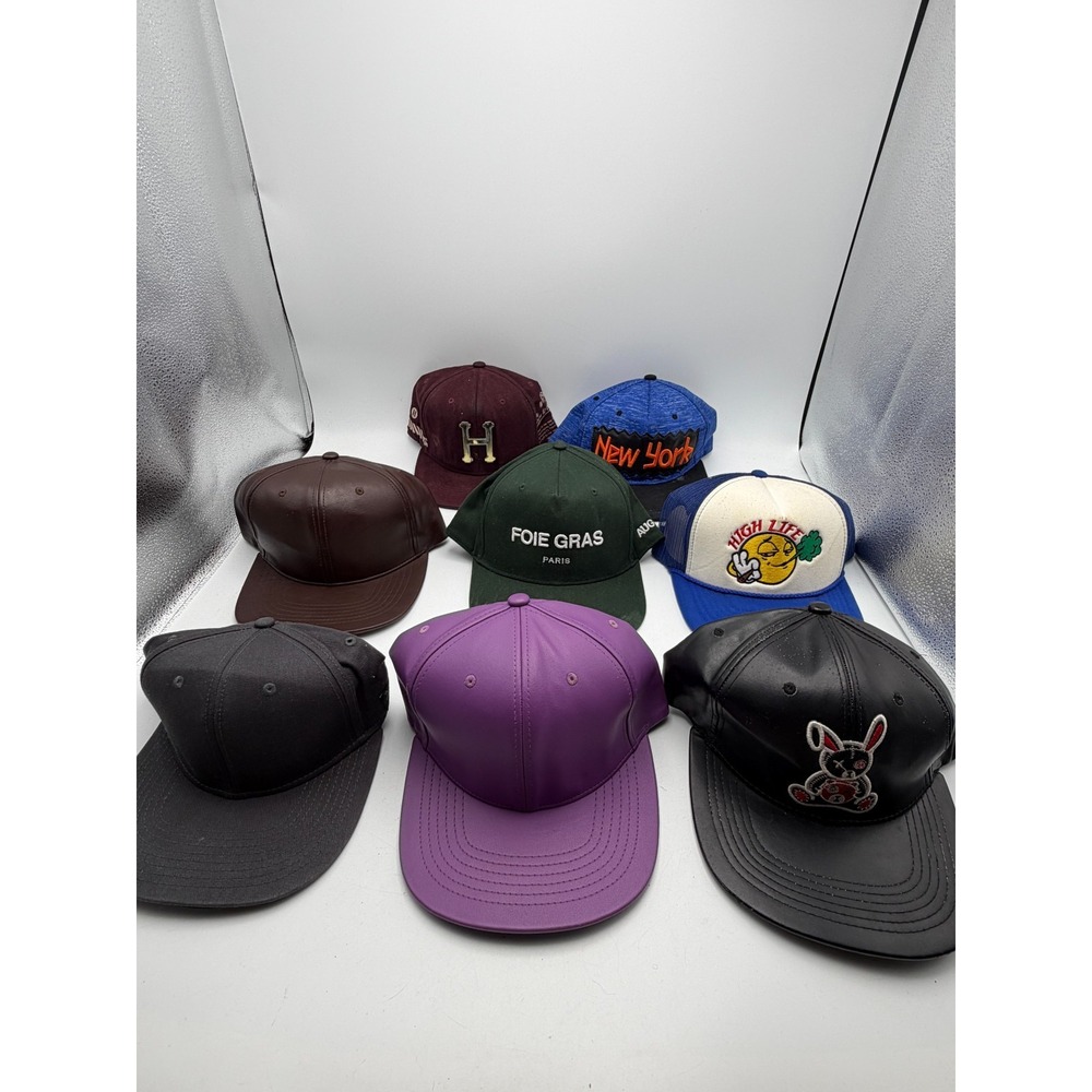 Lot 8 Mixed Hats Caps Snapback Dickies Supply Faux Leather Trucker AS IS
